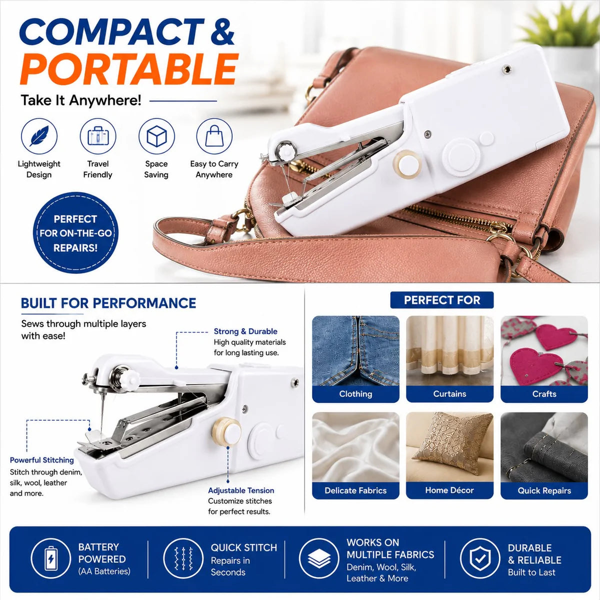 Portable Mini Sewing Machine – Compact Electric Stitching Machine